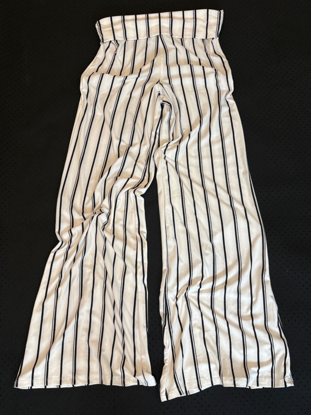 NWOT Medium Women’s Striped Wide-Leg Foldover  Pants - White with Black Stripes